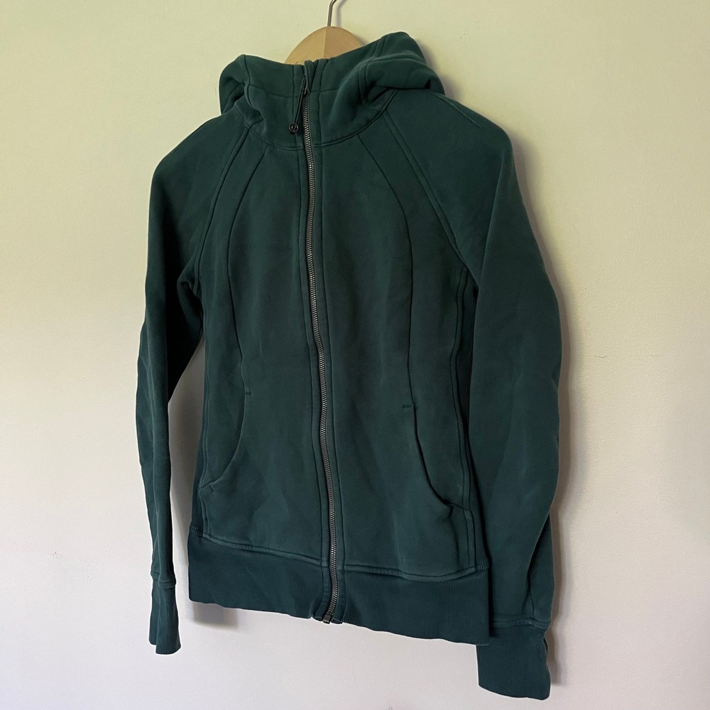 Lululemon Scuba Full Zip Hoodie 4 Teal Green Long Sleeve Thumbhole Sweatshirt